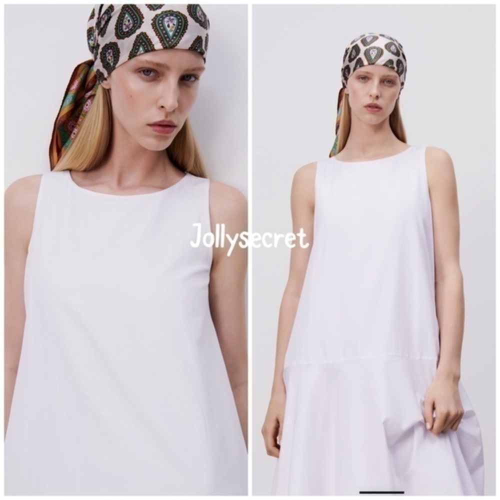 NEW Zara voluminous poplin white dress - Picture 4 of 5
